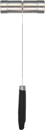 Jim Beam stainless steel salt and pepper shakers with long, soft handles, large, silver-colored