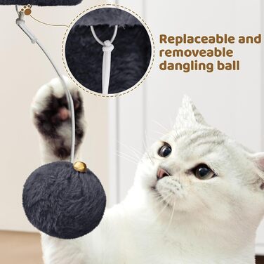 Yaheetech Scratching Post 60 cm Small Cat Scratching Tree, with Cat Cave, Plush Sisal, Cat Tree Cat Furniture Play Tree for Small Cats, Black