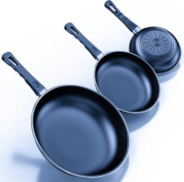 Набір сковорідок Pfannenset: 24см, 26см, 30см. 3 шт. Сковорода для омлетів, стійка до нагріву, без PFAS, для всіх типів плит, включаючи індукцію (SV2)