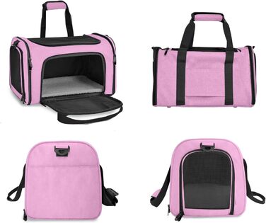 Транспортна сумка для кота/собаки, складана переноска для домашніх тварин середнього розміру (51x33x33 см, рожева)