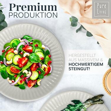 Набір посуду Steingut Hygge для 4 осіб (12 предметів) – бежевий, преміум якість, набір посуду Pure Living