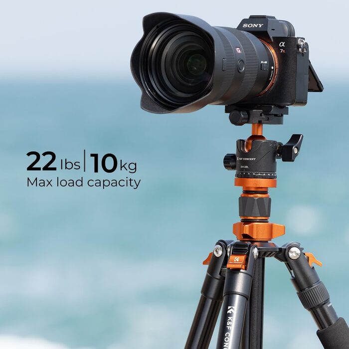 Штатив K&F Concept O234A1: 163 см, для камери та смартфона, з тримачем, алюмінієвий, туристичний