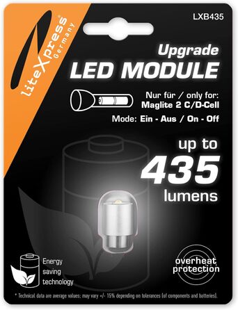 LED-модуль LiteXpress LXB435 для Maglite 2 C/D, 435 люмен, заміна лампи криптон/ксенон