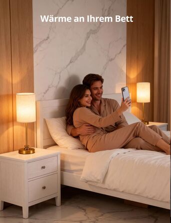 Настільна лампа Bojim 2 шт. Retro LED з USB зарядкою, регульоване освітлення, тканинний абажур, металевий корпус, для спальні та вітальні