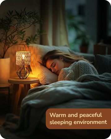 EDISHINE Настільна лампа, сучасний індустріальний дизайн, цоколь E14, вінтаж, для спальні/вітальні, білий & золотий (ротанг + чорний)