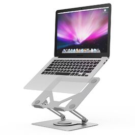 Підставка для ноутбука GRIFEMA GB1050: регульована висота, поворотна основа 360°, ергономічна та вентильована – сумісна з MacBook, Dell та ноутбуками 11-17 дюймів (срібна)