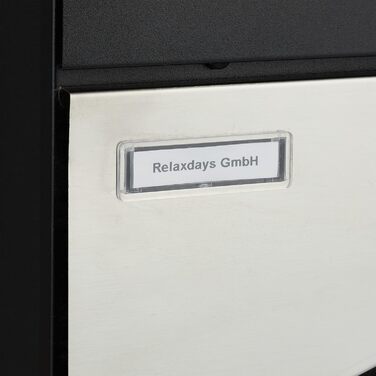 Поштова скринька Relaxdays HBT 37x37x11 см, сталь, чорний/срібний, з оглядовим вікном та замком