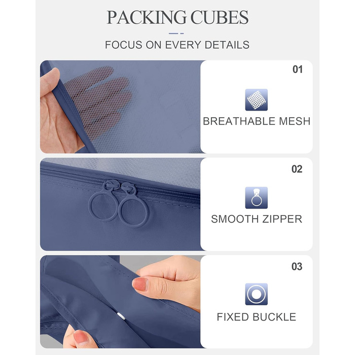 Органайзери для валізи, дорожні аксесуари, водонепроникні сумки-органайзери, 10 шт., Бежевий (Темно-синій, 10 шт.)