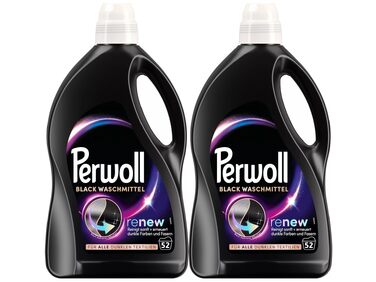 Рідкий засіб для прання Perwoll Renew Schwarz для темних кольорів, 2x52 прання, відновлення кольору та захист волокон тканини