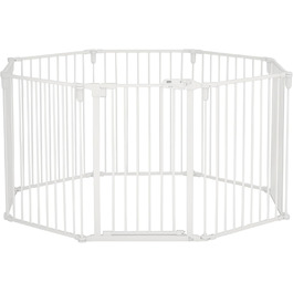 PawHut вольєр для цуценят/маленьких собак, захисний бар'єр з дверцятами, гнучкий, 8 панелей (60 x 76 см), білий