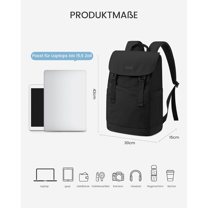 LOVEVOOK Рюкзак для ноутбука 15.6 дюймів, жіночий/чоловічий, для підлітків, універсальний, водонепроникний, для школи, університету, подорожей, роботи, зелений, бежевий, чорний, білий