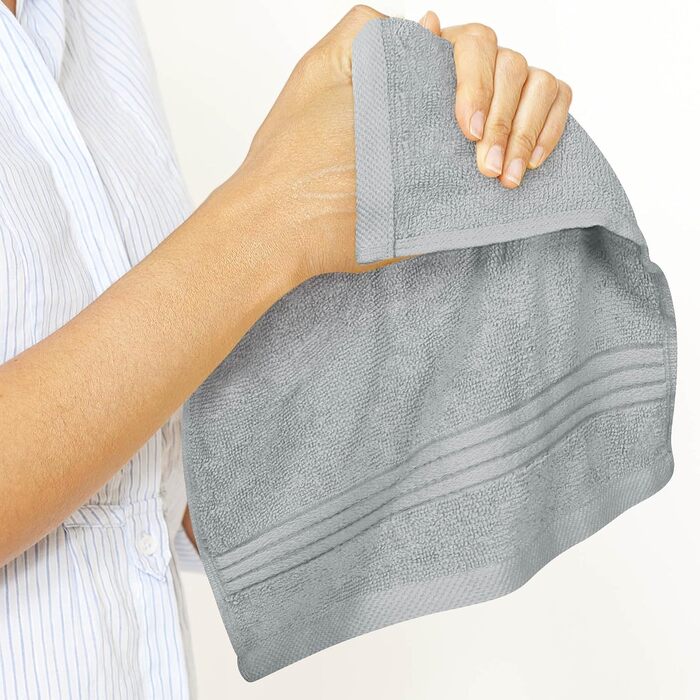 Набір м'яких махрових рушників для обличчя та тіла Utopia Towels, 30x30 см, 100% бавовна, сірий (12 шт)