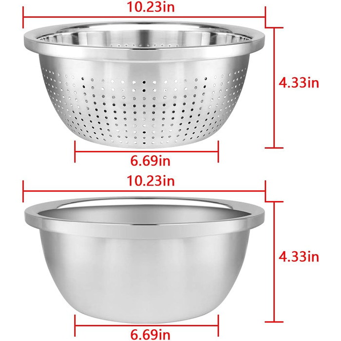 Набір сит Linkidea з нержавіючої сталі 2 шт. з мисками (26 см) для овочів, фруктів, пасти, салатів, миття
