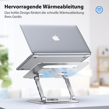 Підставка для ноутбука CreaDream, алюміній, 360° обертання, регульована, для 10-17