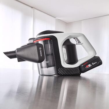 Bosch Unlimited Gen2 Series 8 Cordless Vacuum Cleaner BKS8214W, bagless, up to 45 minutes runtime, interchangeable battery, LED lighting, automatic adjustment to all floor types, XXL upholstery nozzle, white