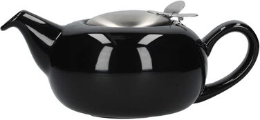 LONDON POTTERY Pebble Teapot with infuser for loose tea, stoneware, (4 Cup (1 Litre), Black Glossy)