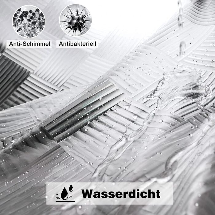 Штора для душу EurCross прозора 180x200 см з 3D геометричним малюнком, водонепроникна, з магнітами та гачками, EVA пластик, антигрибкова