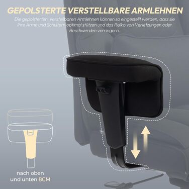 Ігровий крісло Dowinx, ергономічний офісний крісло з кишеньковим пружинним подушками, крісло для начальника з двошаровою м'якою спинкою та регульованою поперековою подушкою, підлокітниками та підставкою для ніг (Тканина, Чорний)