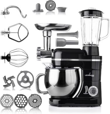 Lehmann Universal Kitchen Machine 3-in-1 Set | Stand Mixer with Planetary Mixing System | Multifunctional Kitchen Machine with Meat Grinder | Includes 1.5L Juice Extractor and 5L Stainless Steel Bowl