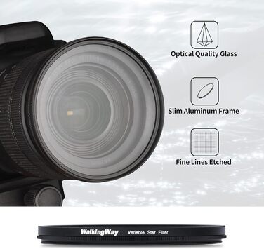 Зоряний фільтр 6-пелюстковий, 77 мм, регульований, зірка, оптичне скло, для фотографії