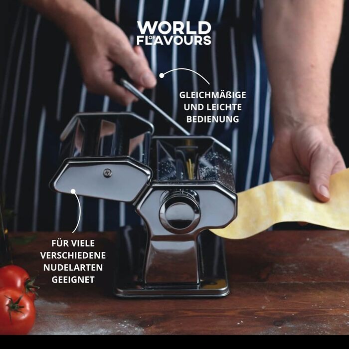 Машина для пасти KitchenCraft World of Flavours, механічна, 9 режимів товщини, італійський дуплексний ніж, нержавіюча сталь, срібляста