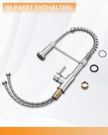 Кран кухонний Hbronzeshower з висувною лійкою, 360° обертання, нержавіюча сталь, щіткований нікель