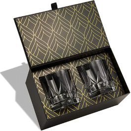 Склянки для віскі Crystal Imperial з екологічного скла, набір 2 шт (355 мл) – ідеально для скотчу, бурбону та коктейлям Old Fashioned. Подарункова коробка з золотим декором.