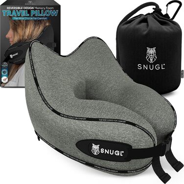 Подушка для шиї SNUGL з піною з пам'яті, миюча та регульована | М'яка подушка для шиї для подорожей на літаку, автомобілі та в дорогу | Подушка-вирязка для шиї, Neck Travel Pillow (дорослий, маленький, світло-зелений)