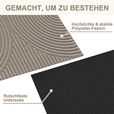 Килимок примічний та вуличний FEOMOS 80x120 см, протиковзний вологопоглинаючий килим для вхідних дверей, коридору, балкона та кухні, бежевий, придатний для прання