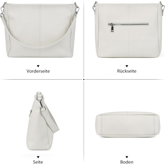 Жіноча сумка-шопер Befen з натуральної шкіри бежевого кольору, середнього розміру, з ручками та 2 плечовими ременями - класична елегантна сумка-хобо