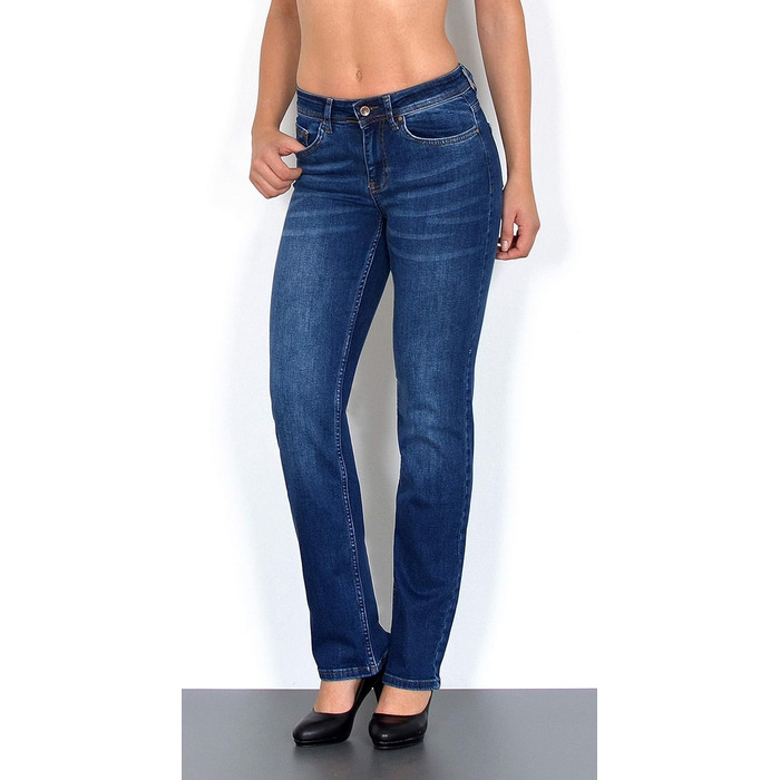 Джинси жіночі ESRA Straight Jeans з еластичного деніму, висока талія, прямі, великі розміри до 44