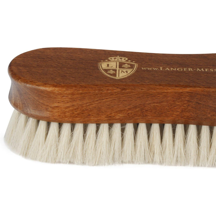 Langer & Messmer 4-Piece Shoe Brush Set made of Horsehair for professional shoe care of smooth leather shoes - includes polishing brushes and cream brushes (5-piece set, Premium)