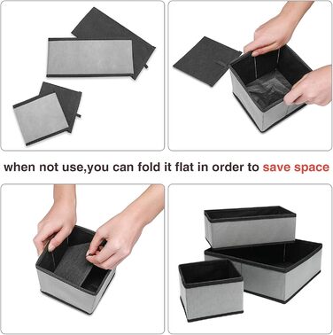 Puricon 13-Piece Storage Box Set Fabric Drawer Organizers/Organization System for Clothes Foldable Storage Boxes Set Boxes for Closet Bedroom - Grey