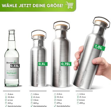 Log Cabin Personalized Stainless Steel Water Bottle 1L - Leak-Proof Water Bottle for Kids, Adults, BPA-Free, Carbonated Drink Safe, Thermos Bottle for School, Outdoor, Engraving with Name