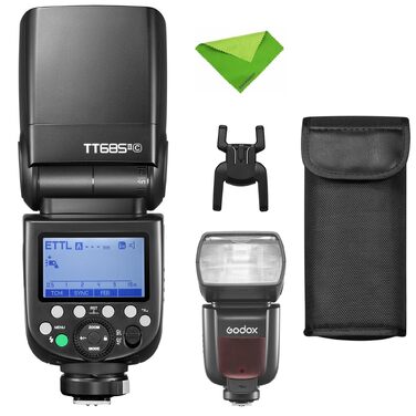 Спалах Godox TT685II-C для Canon: E-TTL, High-Speed Sync (HSS), бездротова система 2.4G, сумісність з Canon EOS R5, 5D Mark IV, 6D Mark II, 90D