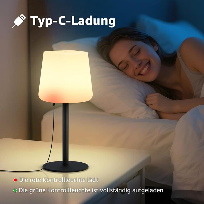 MALUX LED Акумуляторна Настільна Лампа: Бездротова, З Димером, 8 Кольорів, IP44 Водонепроникна, для Будинку, Саду, Готелю, Балкону