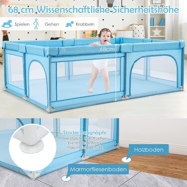 Дитячий манеж COSTWAY 205x147 см з матрацом, 50 кульками, 2 дверима, складаний, дихаюча сітка, на блискавці, для немовлят і малюків, темно-сірий