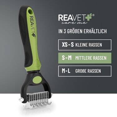 Щітка для собак та котів ReaVET для видалення підшерстка та розпушення, великі та середні породи, з масажним ефектом та захистом верхнього шару шерсті (розмір M-L)