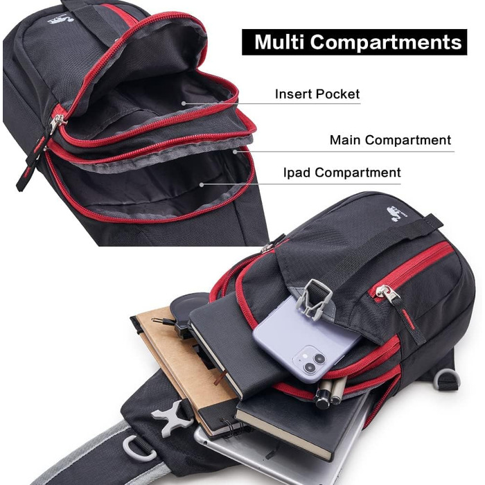 Чоловіча нагрудна сумка Olwas – чорна, для фотографії, подорожей, велосипеда та мотоцикла