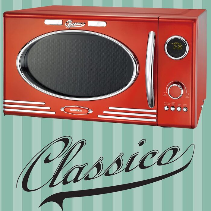 Мікрохвильова піч Melissa Retro 16330129 – 23 літри, 1000 Вт, з грилем, металевий колір