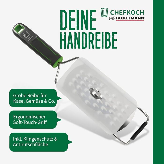 Терка кухонна CHEFKOCH Premium для сиру, цедри лимона та лайма – велика, з ергономічною ручкою