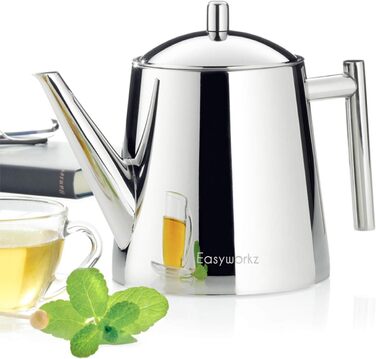 Easyworkz Teapot with Infuser, Stainless Steel, Tea Maker for All Fruits, Herbs, and Infusion Tea (1000ml)