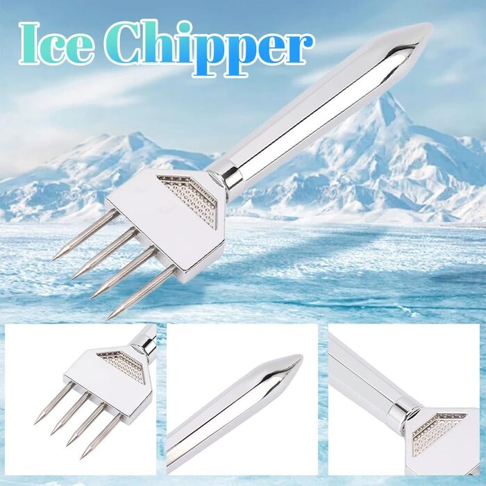 Stainless steel ice pick, 21.6 cm length, three tines, ice crusher for kitchen, bar, and restaurant