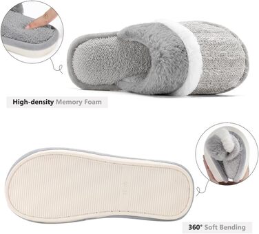 Тапочки домашні жіночі та чоловічі зимові - пухнасті з Memory Foam, зігріваючі та з антиковзким покриттям для холодних днів. Зручні та елегантні шльопанці як стильний подарунок (Світло-сірий, 36/37 EU)