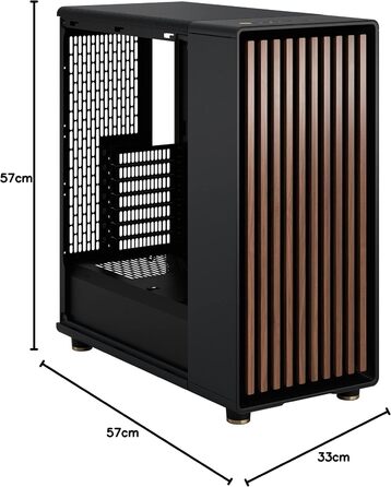 Комп'ютерний корпус Fractal Design North Charcoal Black TG Dark з темним склом, фасад з горіхового дерева, 2 вентилятори 140 мм, USB Type-C, Mid-Tower ATX