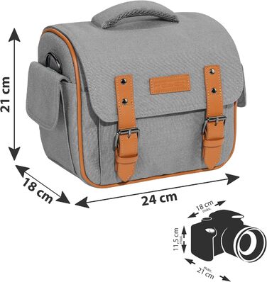 Сумка для камери PEDEA 'Vintage' з захисною плівкою для дисплея Canon, Nikon, Pentax, XL (Сірий)