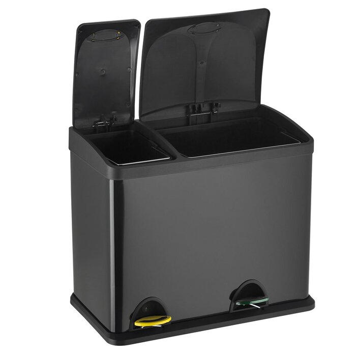 Подвійне сміттєве відро SVITA TC2Combo26 на 26 л (8+18 л) для сортування відходів, педальний механізм, чорний