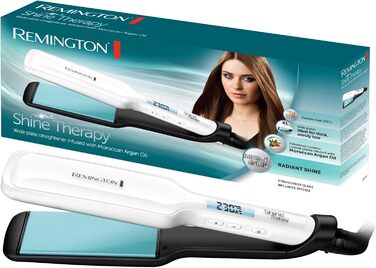 Випрямляч для волосся Remington S8550 Shine Therapy з LCD-дисплеєм: керамічне покриття з аргановою олією та вітаміном E, 150-230°C