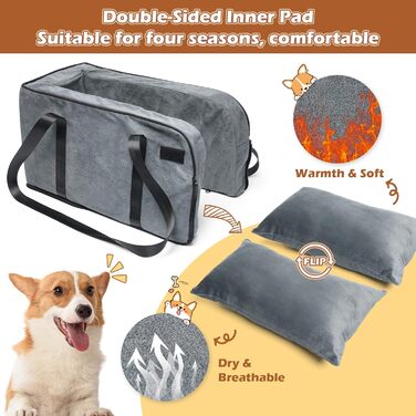 Автокрісло для собак та котів, до 6 кг, знімний та миючий чохол, для середньої консолі, замша