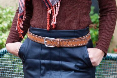 Жіночий ремінь StyleBreaker з пряжками, однотонний, з маленькими пряжками у вигляді зубчиків, регульований, синтетика, колір: іржавий